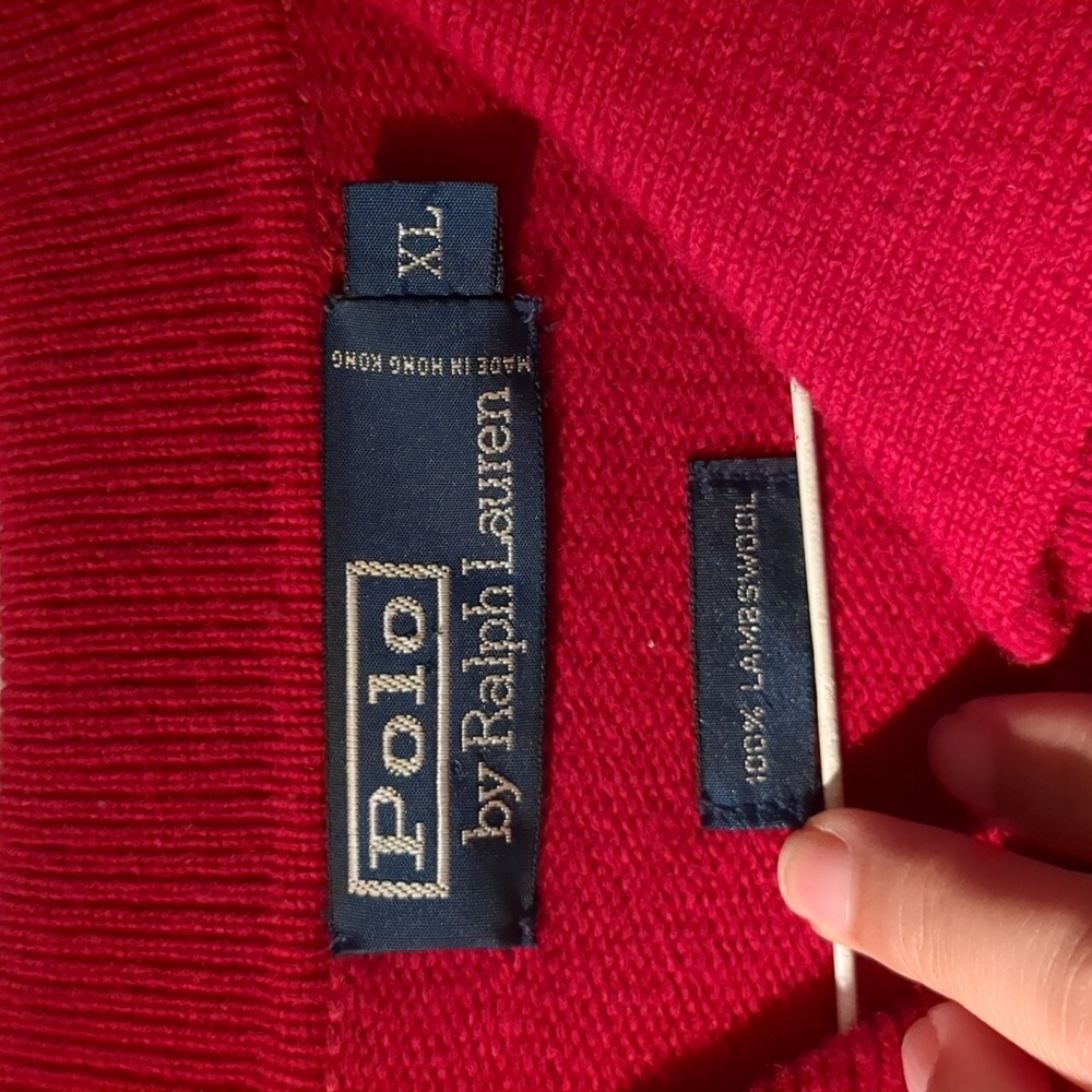 Vintage Vintage Polo Ralph Lauren Lambswool Sweater Polo XL Red - Picture 4 of 6